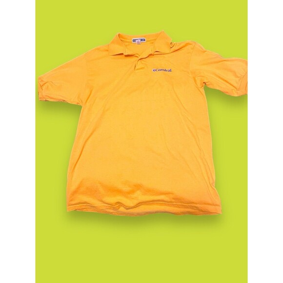 Vintage Rare Carnival Cruise Line Video Crew Employee T-Shirt Large Yellow Polo - Picture 1 of 8